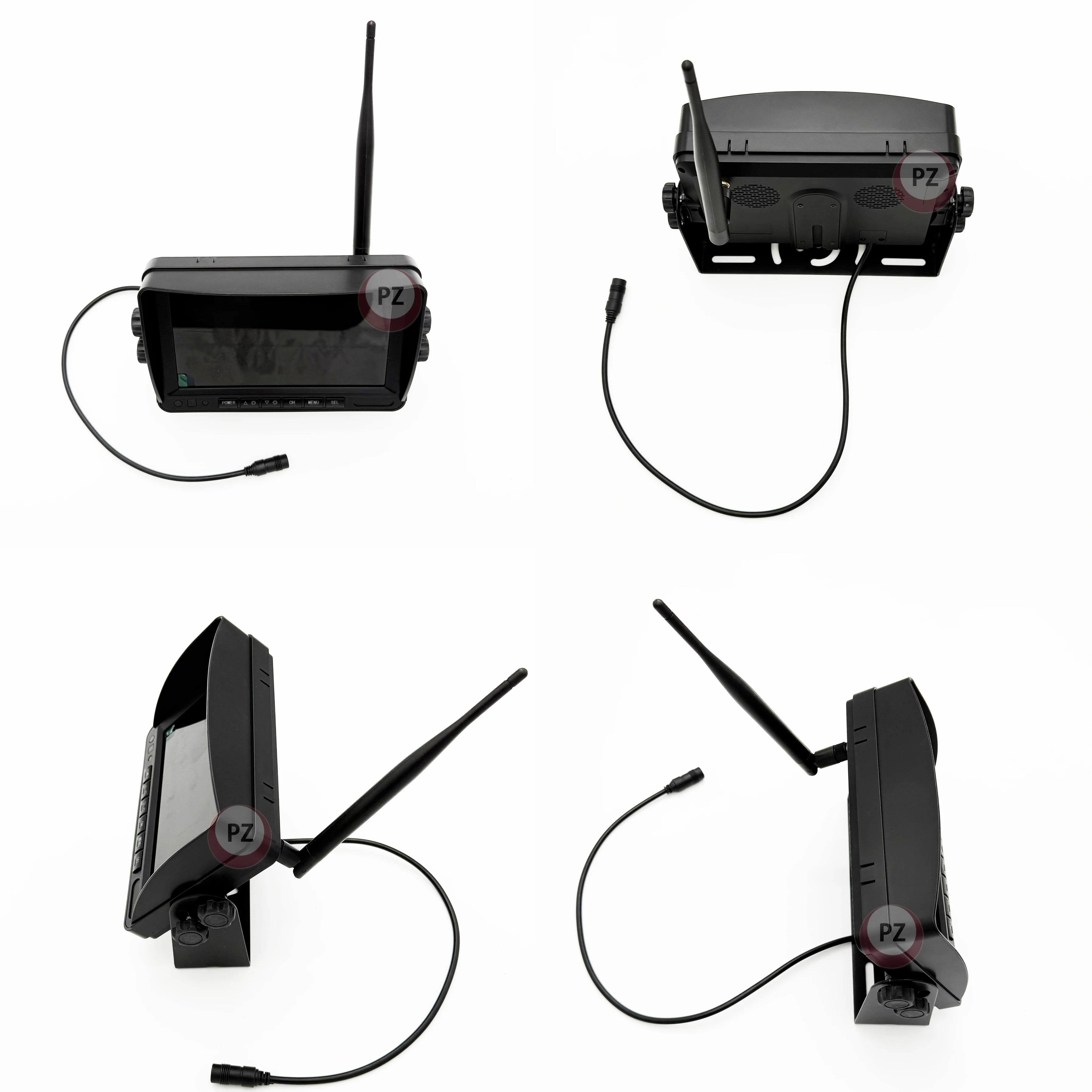 7 Inch Wireless AHD 1080P Truck Monitor with 2CH Backup Rechargeable Wireless Camera BSD Pedestrian Detection System for Truck