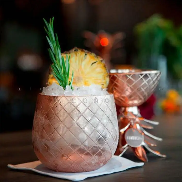 Pineapple Cocktail Cup Moscow Mule Stainless Steel Pineapple  Metal Copper Creative Personality Cocktail