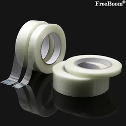 50 m/rollo de cinta de fibra de vidrio fuerte, embalaje de flejado Industrial, sello fijo, cinta adhesiva de un solo lado a rayas transparentes