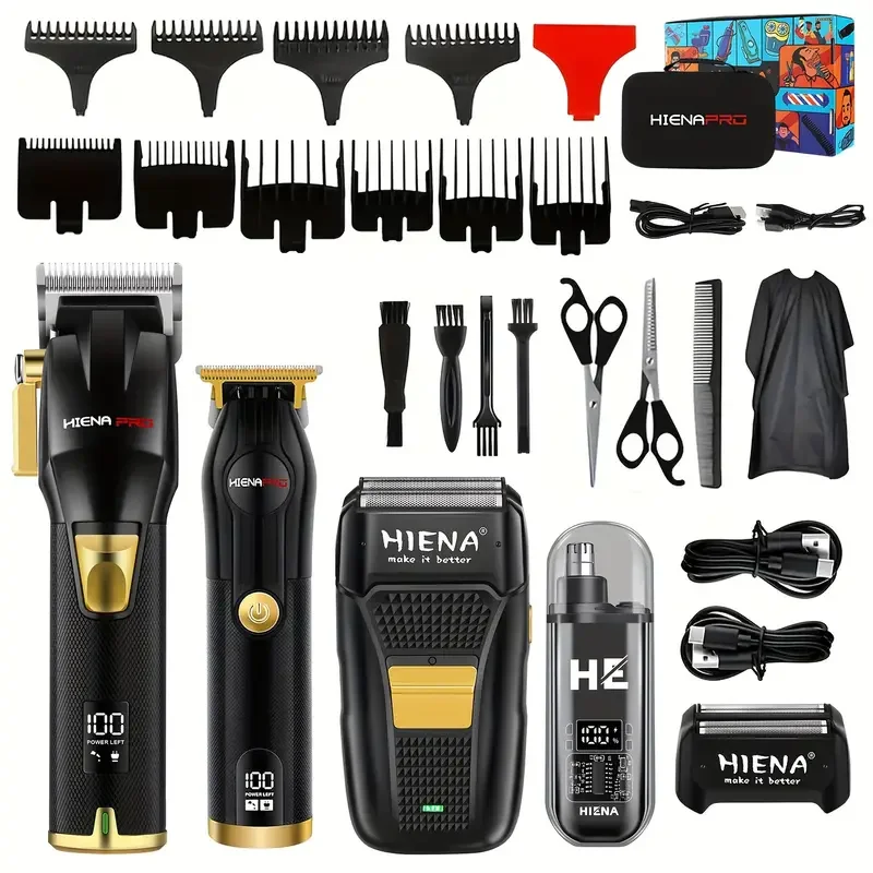 مجموعة ماكينة قص الشعر الاحترافية للرجال مجموعة ماكينة حلاقة لاسلكية ومجموعة أدوات تشذيب اللحية الكهربائية ومجموعة تشذيب الأنف