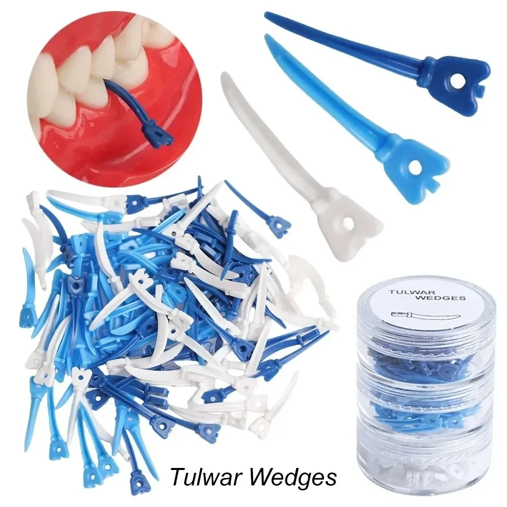 40/120pcs Dental Matrix Bands Sectional Contoured Metal Matrices M10 Hard Dental Wedge Tulwar Wedges With Hole Plastic Wedge
