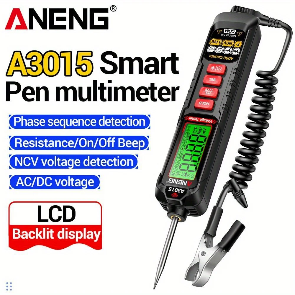 Car Voltage Detector Pen ANENG A3015  Non-Contact Voltage Tester Volt Resistance Continuity Car Fault Maintenance Circuit Test