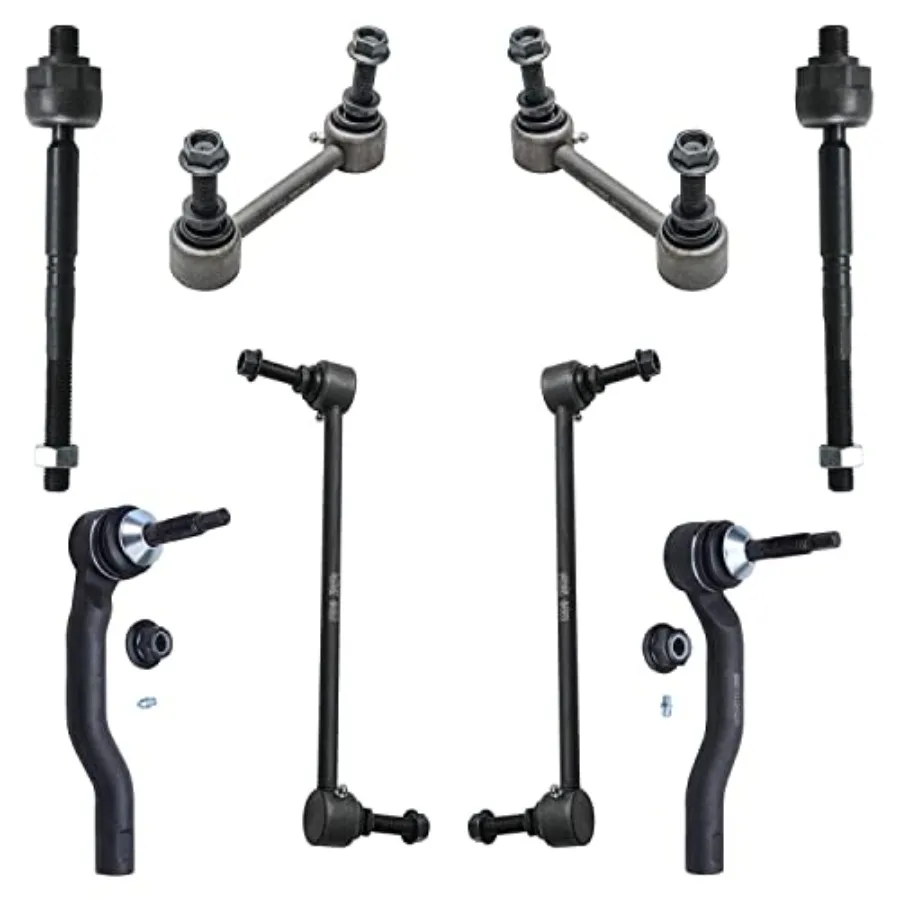 

8pc Tie Rods Sway Bars for Ford Fusion Edge Lincoln MKX MKZ Continental 4 Inner Outer Tie Rod Ends and 4 Front Rear Stabilizer
