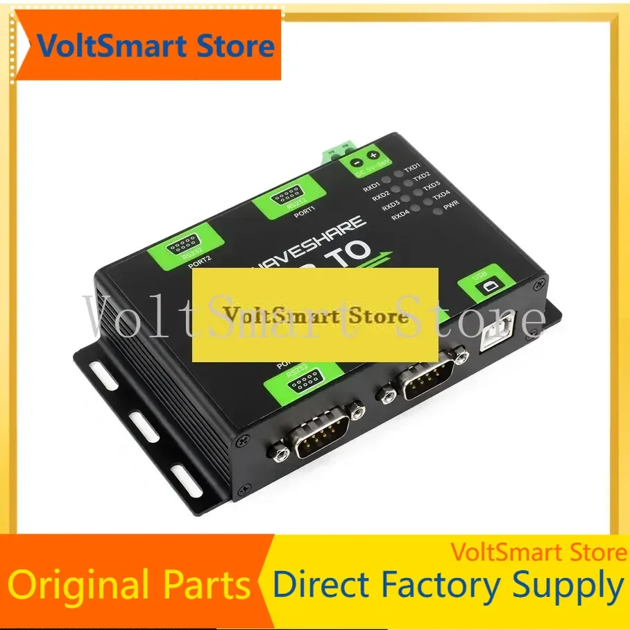 VoltSRS232 Male Port USB To 4-Channel RS232 Converter Industrial Isolation Type FT4232HL Solution RS232 Male/Female Ports