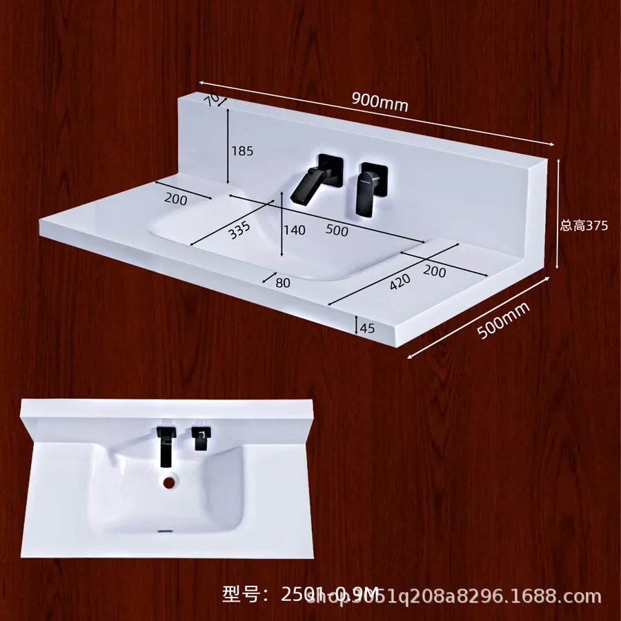 High temperature ceramic integrated basin large apartment countertop lengthened and widened wall to discharge water right angle