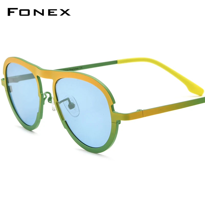 

FONEX Pure Titanium Polarized Sunglasses Men Classic Aviation Sun Glasses High Quality Pilot Male UV400 Shades F85800T