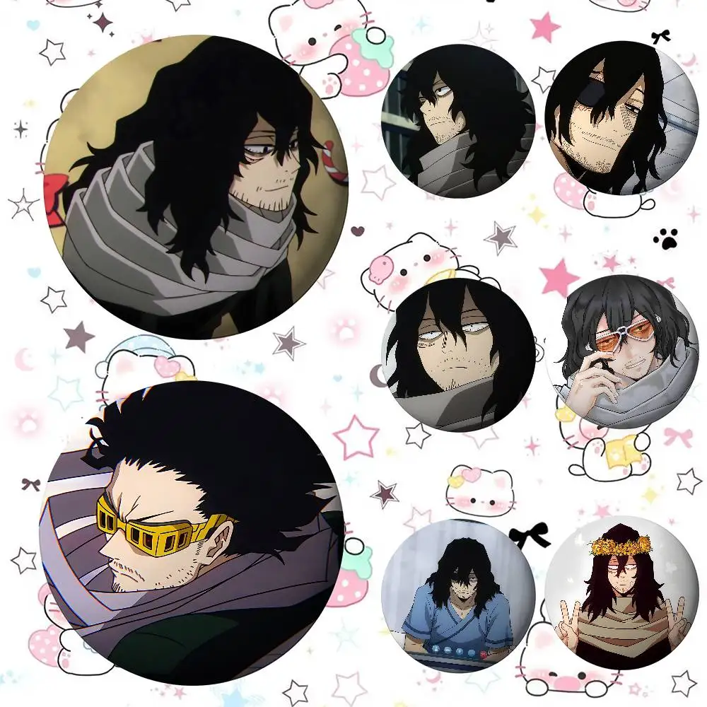 Anime Shota Aizawa Cartoon Badges Peripheral Lapel Pins Tinplate Round Brooch For Shoulder Bag Accessories Souvenir Gifts