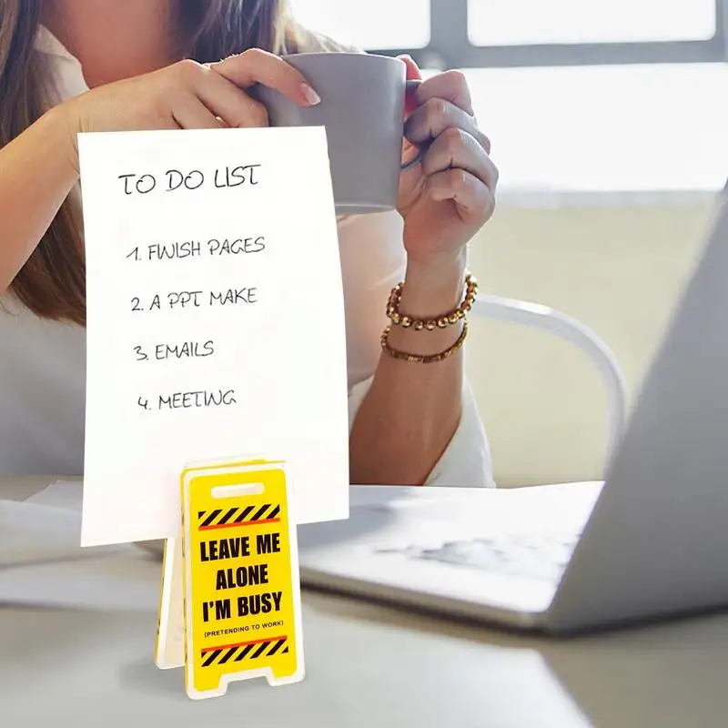 Notizhalter für den Schreibtisch, Warnschild, geformt, für den Schreibtisch, Nachrichtenclip, lustiger Haftnotizhalter für Schreibtisch, Nummernkarten, Display, Acryl