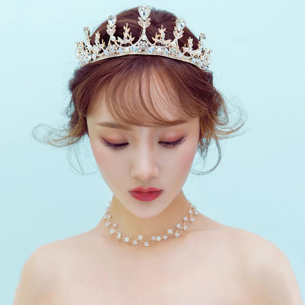 

Rhinestone Crown Jewelry Silver Alloy Crystal Tiara Party Bride Headdress Decor Photo Prop Festival Hair Accessory