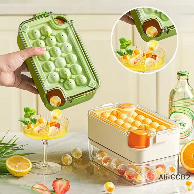 

Ice Cube Tray With Storage Box Ice Molds For Freezer Kitchen Gadgets Portable Ice Ball Maker For Whiskey Cocktail Coffee