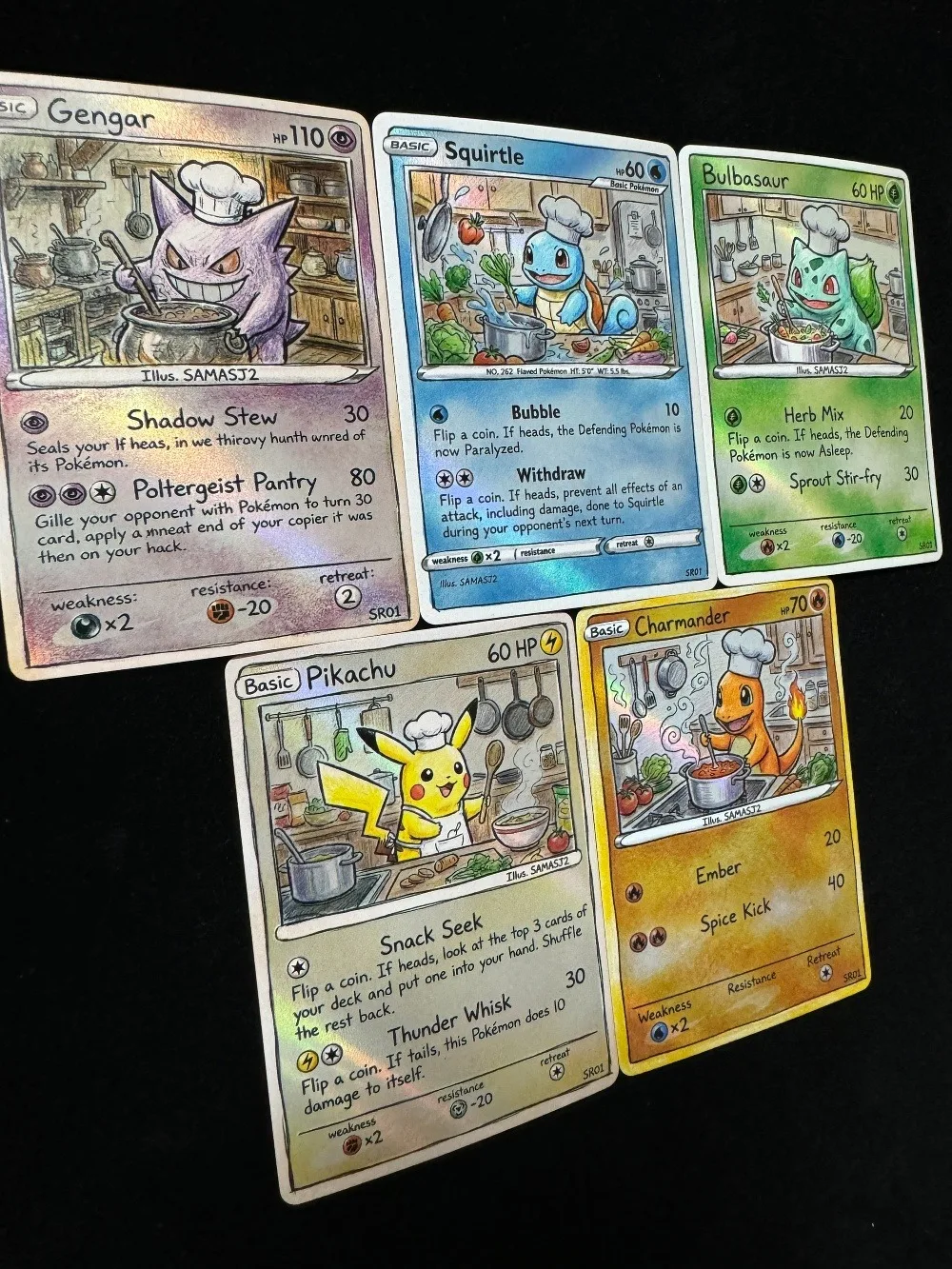 Pokemon PTCG Cards Colored Pencil Art Style Gengar Squirtle Bulbasaur Charmander Collection Cards Rare Holo Cards Pokemon Gift view 6