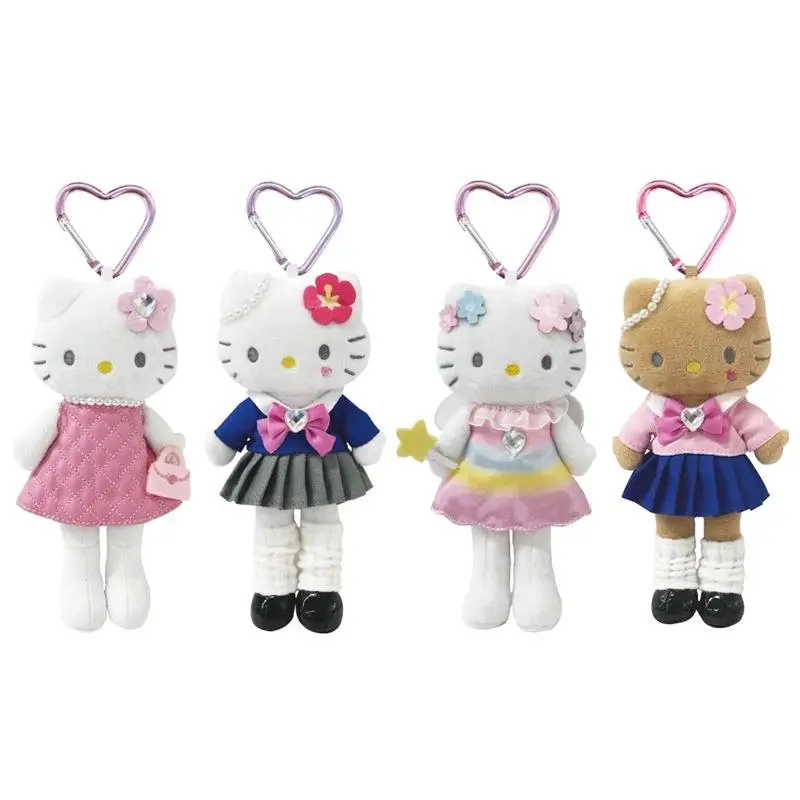 Porte-clés en peluche à longues jambes Hello Kitty, mignon, peau noire, chat elfe Kt, poupée en peluche douce, pendentif de voiture, sac à dos, décor de sac