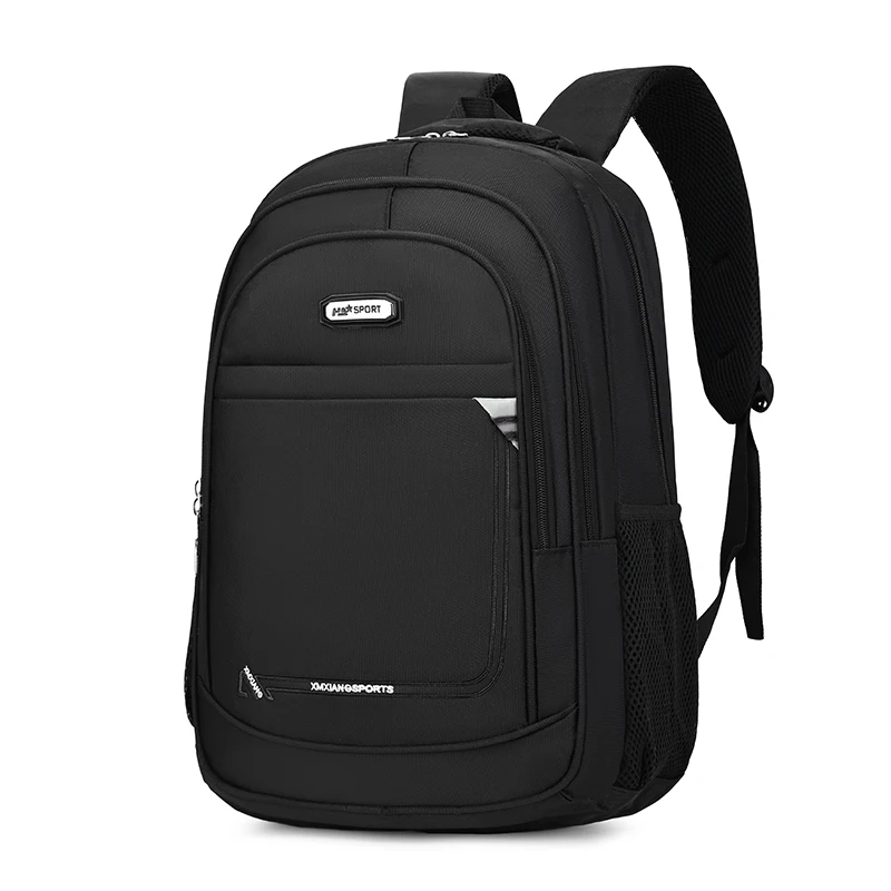 Sporty Black Backpack for Men Large Capacity Lightweight Waterproof Laptop Bag for Travel and School