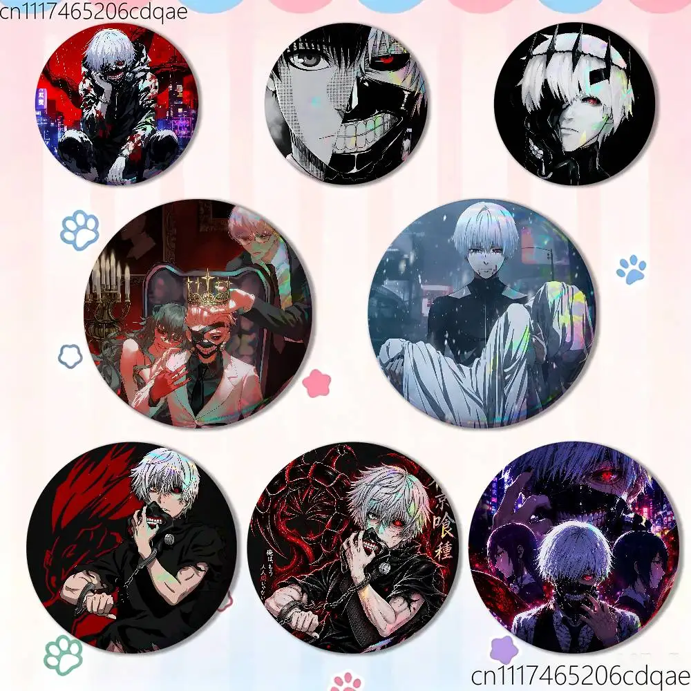FOR Tokyo Ghoul Ken Kaneki Badges Button Round Creative Pin Brooch Badge Bag Decor Accessories Fans Collect Friends Gifts