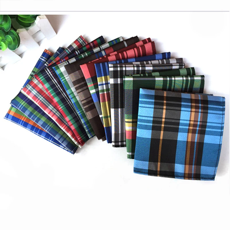 Classic Color Plaid Pockets Square for Man Party Business Office Formal Occasions Gift Accessories Handkerchiefs