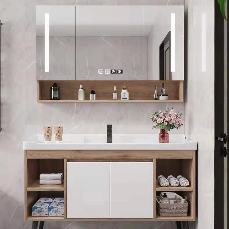 Vanity Mirror Bathroom Cabinets Smart Light Home Furniture Sanitation Locker Bathroom Cabinets Extraction Hole Miroir De Salle