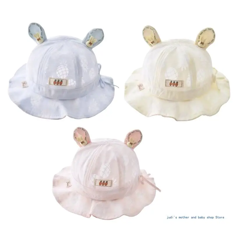 

Baby Fisherman Hat Wide Brimmed Bucket Hat for Infant Girls Boy Sun-proof Ear Hat Floppy Newborn Accessories