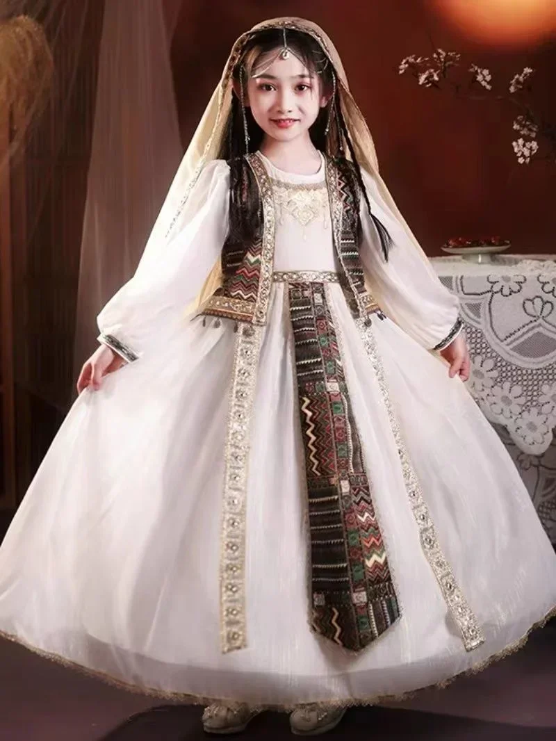 Hanfu Girl Spring and Autumn Western Regions Princess Ethnic Style Dress Women's Treasure Chinese Style Dress Children's Dance