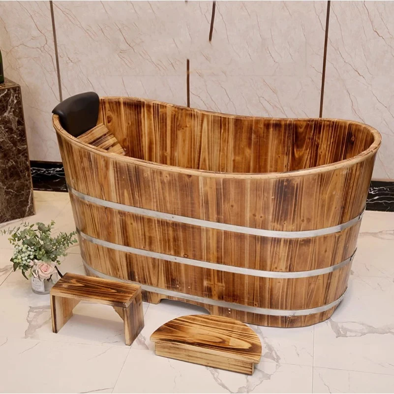 New Cube Portable Bathtub Adult Spa Bucket Bath Basin Seat Portable Sauna Indoor Wooden Barrel Spa Seaux Bathroom Products BJ60L