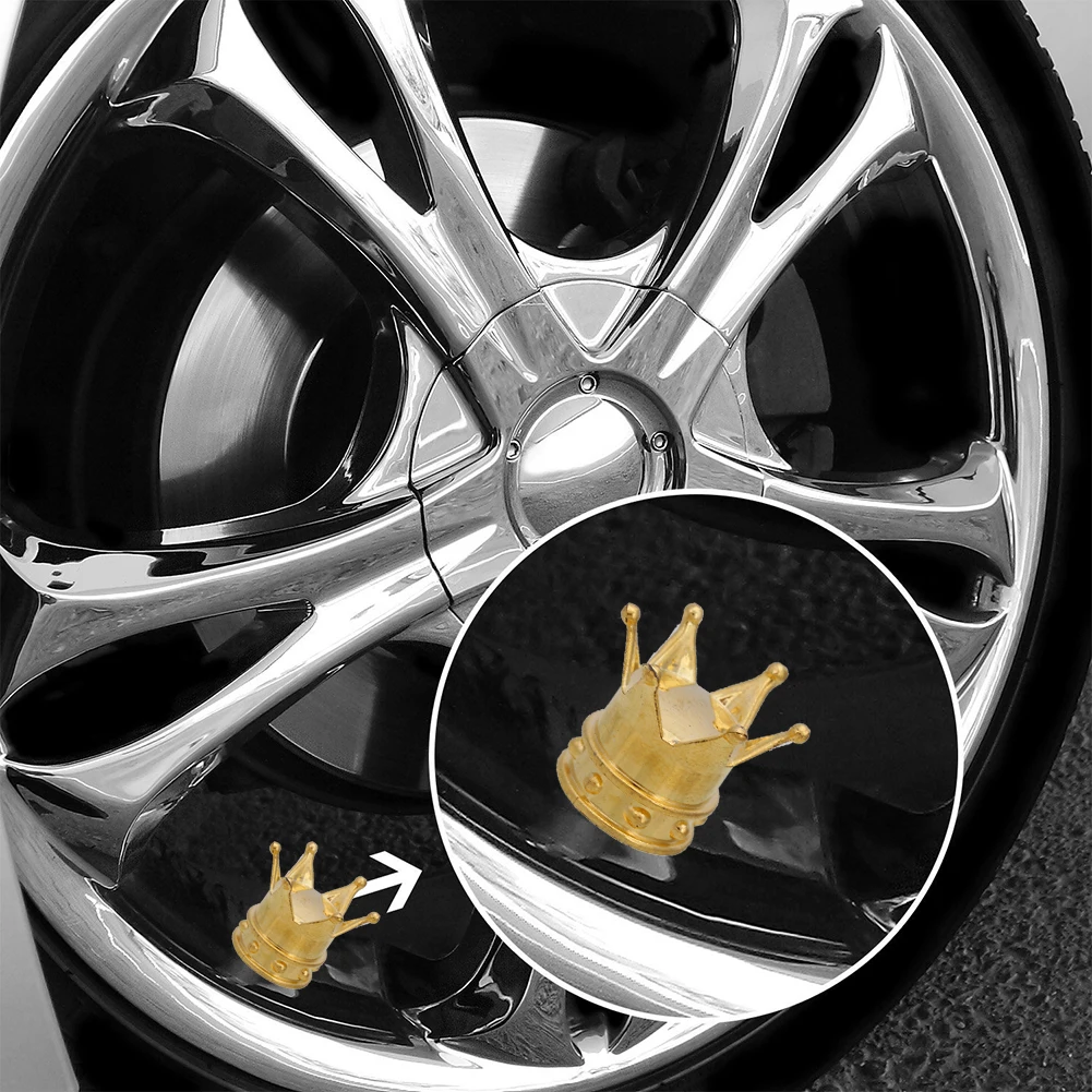 4Pcs/Set Car Tire Air Valve Stem Caps Crown Shape Auto Wheel Stem Air Valve Dust Covers Auto Truck Caps
