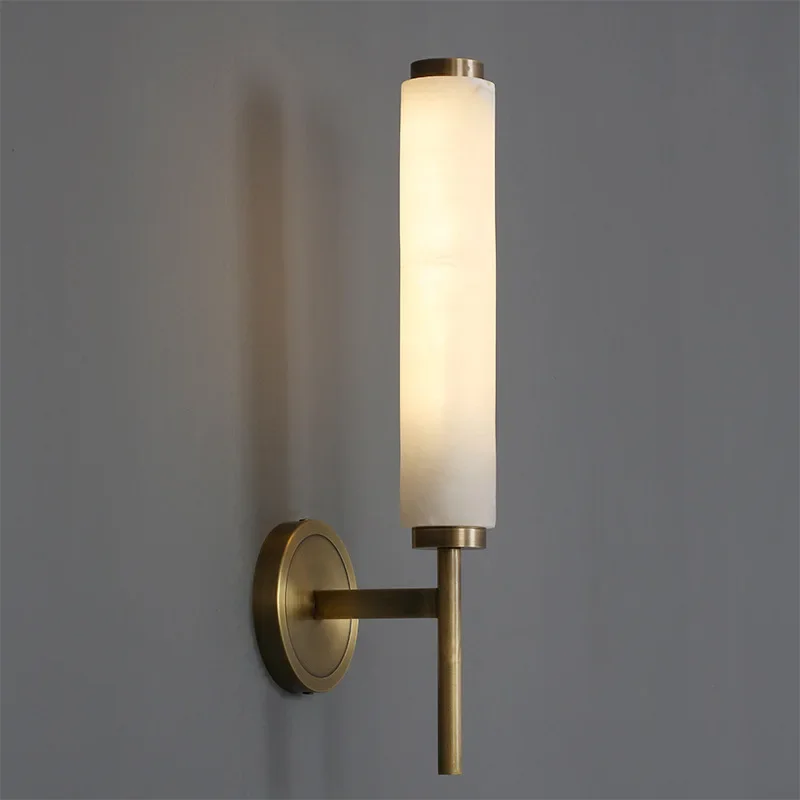 Nordic all copper luxury wall lamp natural marble LED wall lamp corridor bathroom bedroom corridor modern snowflake stone lamp