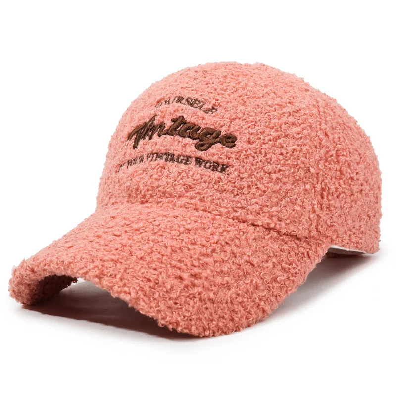 1-teilige mehrfarbige Fleece-Baseballmütze für Damen, verdickte warme Entenschnabelmütze für Herbst und Winter – Detail 9