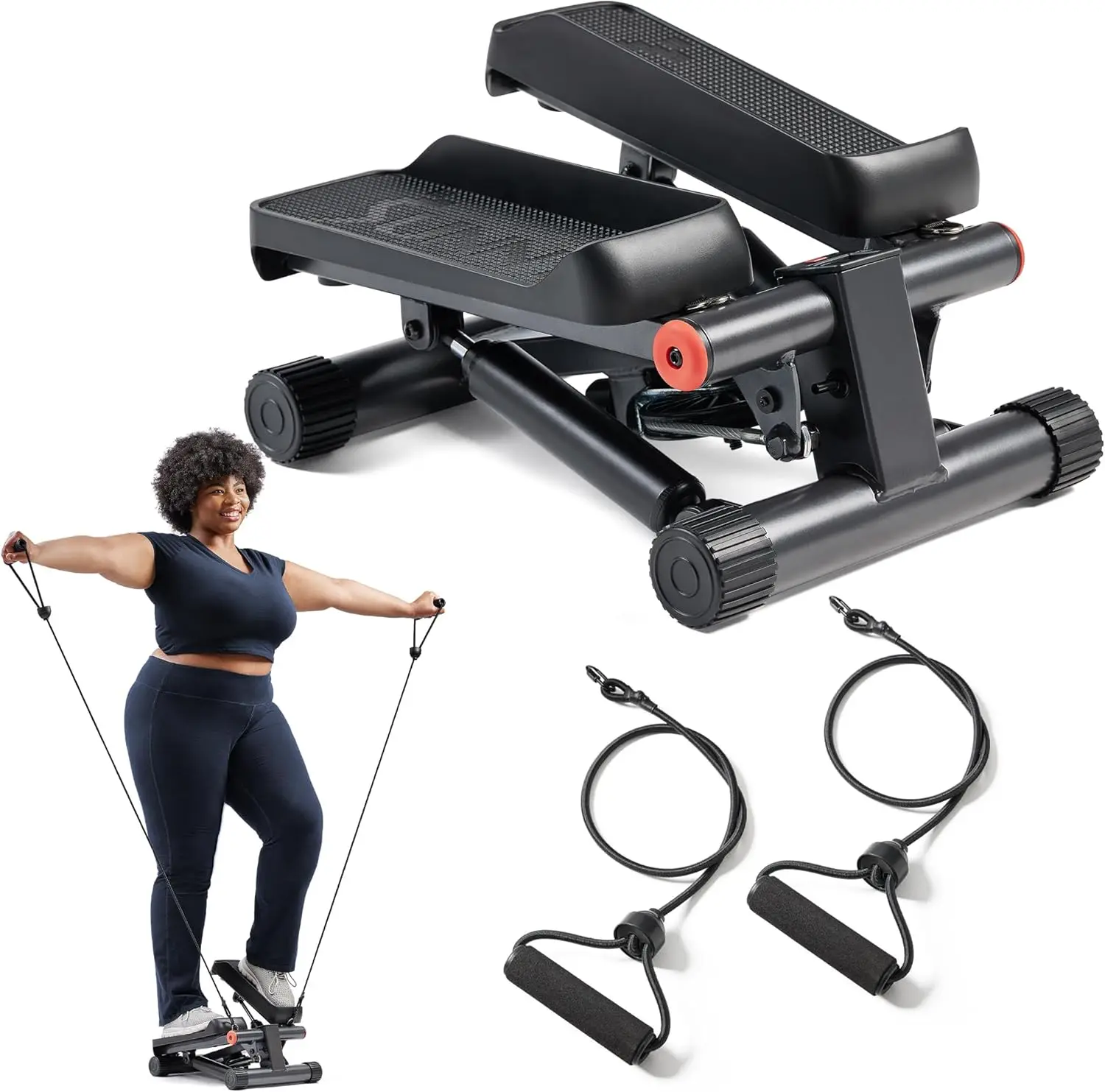 Mini paso a paso para ejercicio en casa, máquina de entrenamiento de escaleras con banda de resistencia, cardio de cuerpo completo, peso mejorado de más de 300 libras