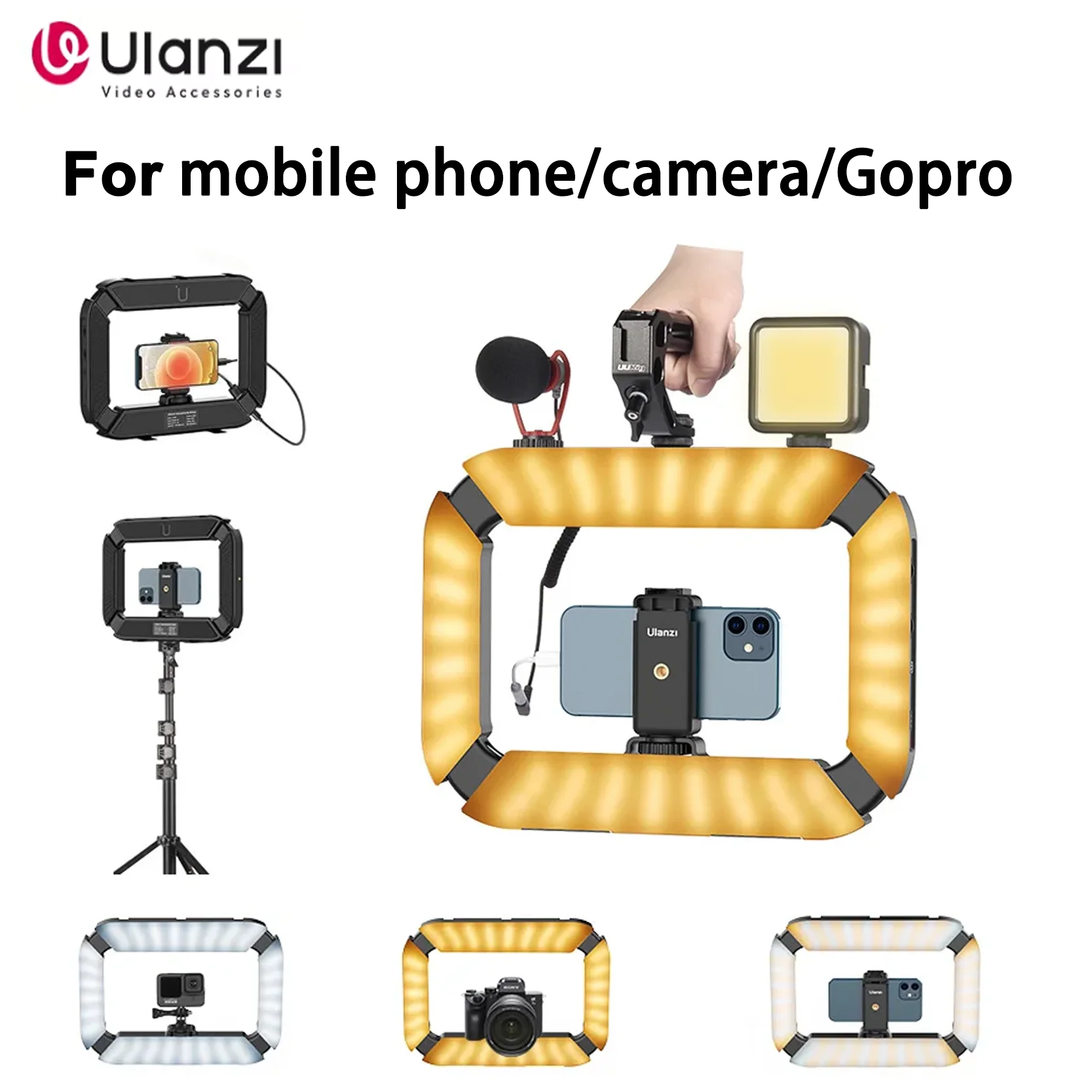 

Ulanzi U200 Intelligent Hand-held Video Drilling Rig With Ring-shaped LED Self-timer Lamp Adapt Mobile Phone/camera/Gopro