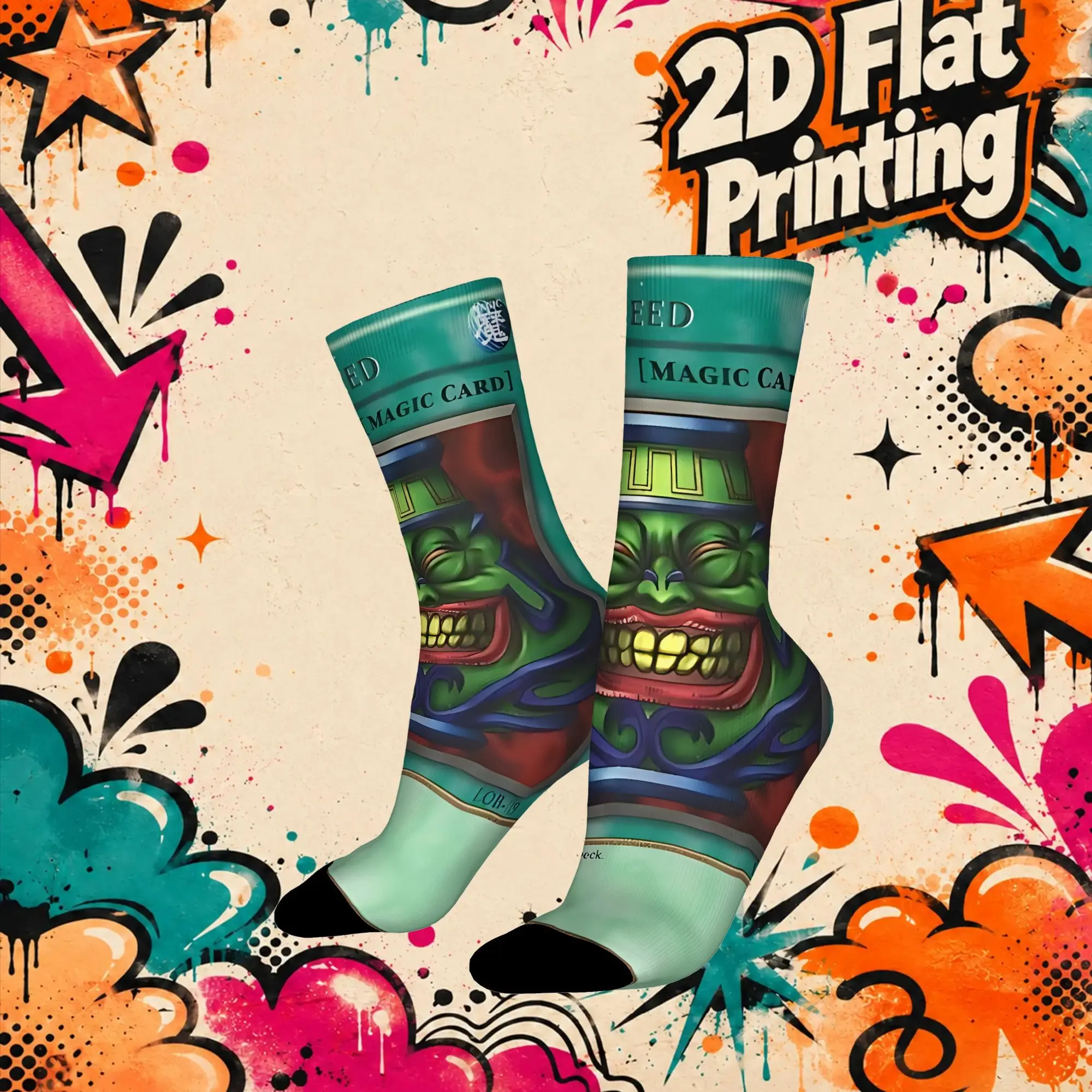 Fashion YU GI OH Card Meme Vintage  Hip Hop Novelty Pattern Crew Crazy Sock Sports Socks