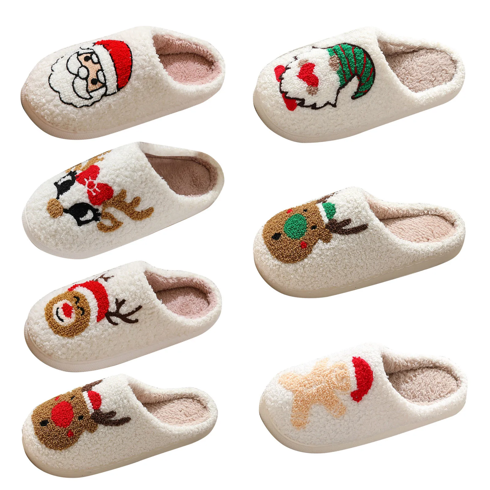 Christmas Slippers For Women Men Soft Plush Fuzzy Winter Holiday Slippers Retro Slippers Comfy Slippers Indoor Outdoor Shoes