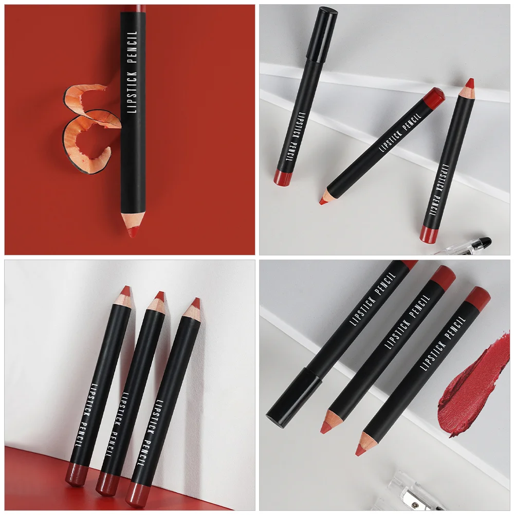 2 pezzi di matita opaca a lunga durata che non sbava per le donne Trucco Penna per labbra Fodere per labbra Set di penne per rossetto opaco