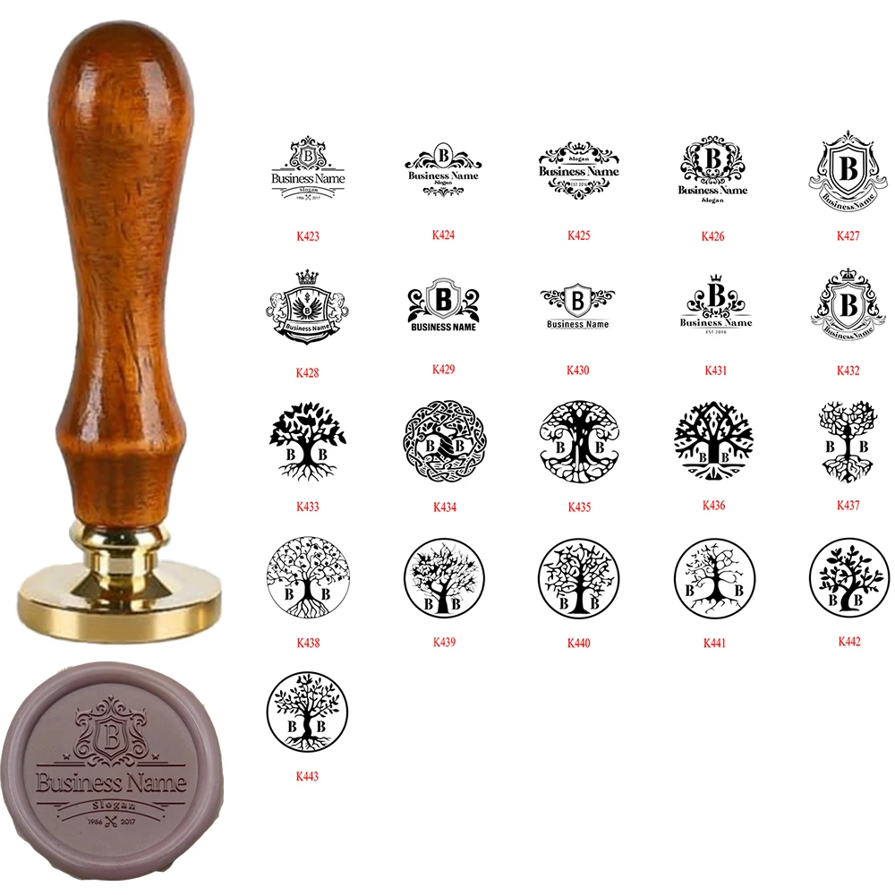 Tree Pattern Wax Seal Stamp Custom Initial Text Brass Head for DIY Wedding Invitation Card Personalized Stamp Wax Seal custom