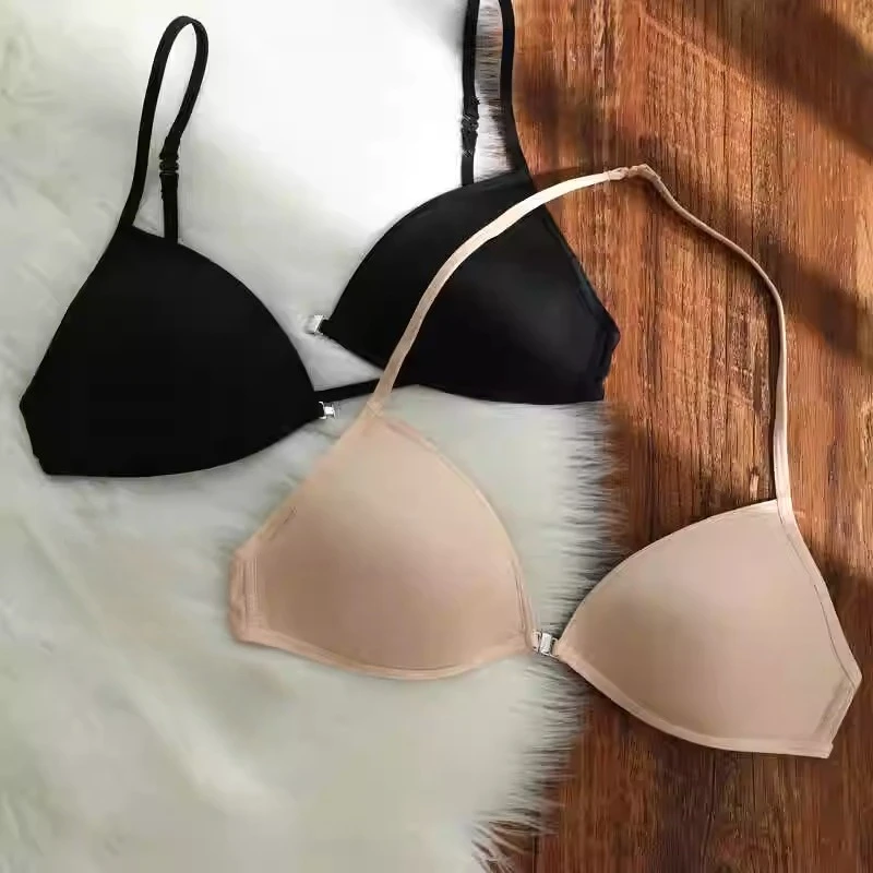 Evropská francouzská podprsenka BANERDANNI Ultra tenká, přední zapínání, push-up, ramínko, trojúhelníkový košíček, bez kostic, pro malý hrudník BANERDANNI - náhled 5