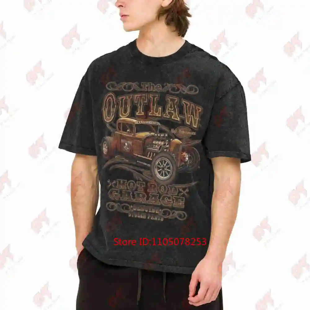 The Outlaw Retro Car Classic Vehicle Vintage Washed Tee Pure Cotton T-Shirt