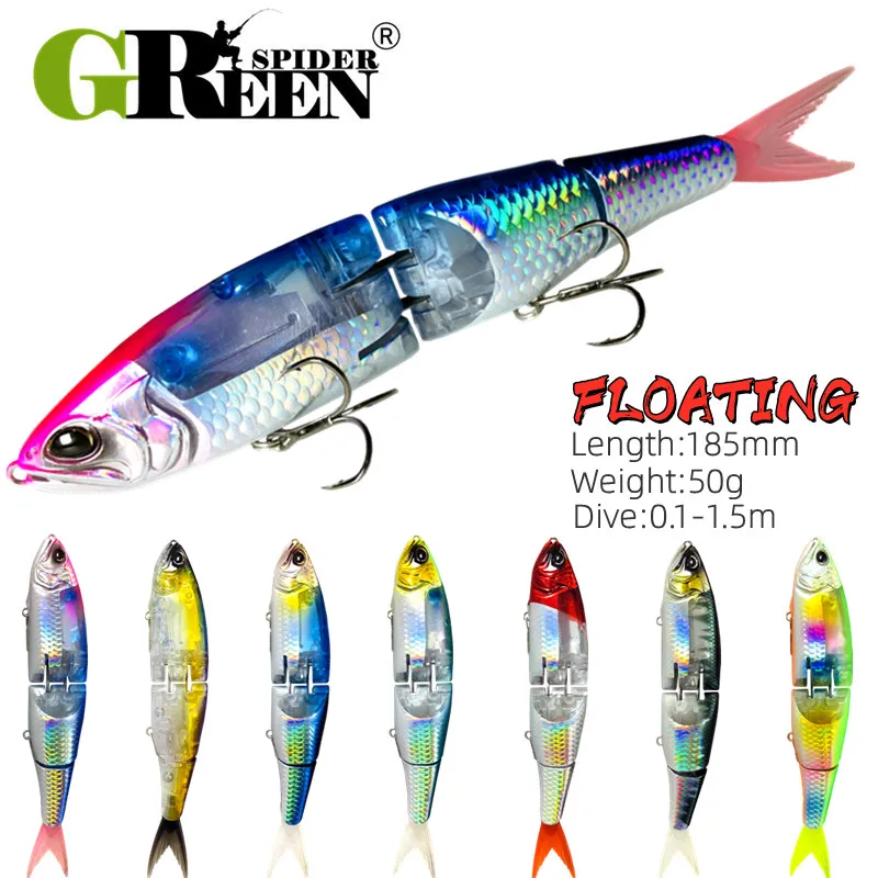 GREENSPIDER 2023 New Flash Flake Swimbaits 185mm/50g  Fishing Lures Hard Body Floating Jointed Bass Pike Fishing Bait