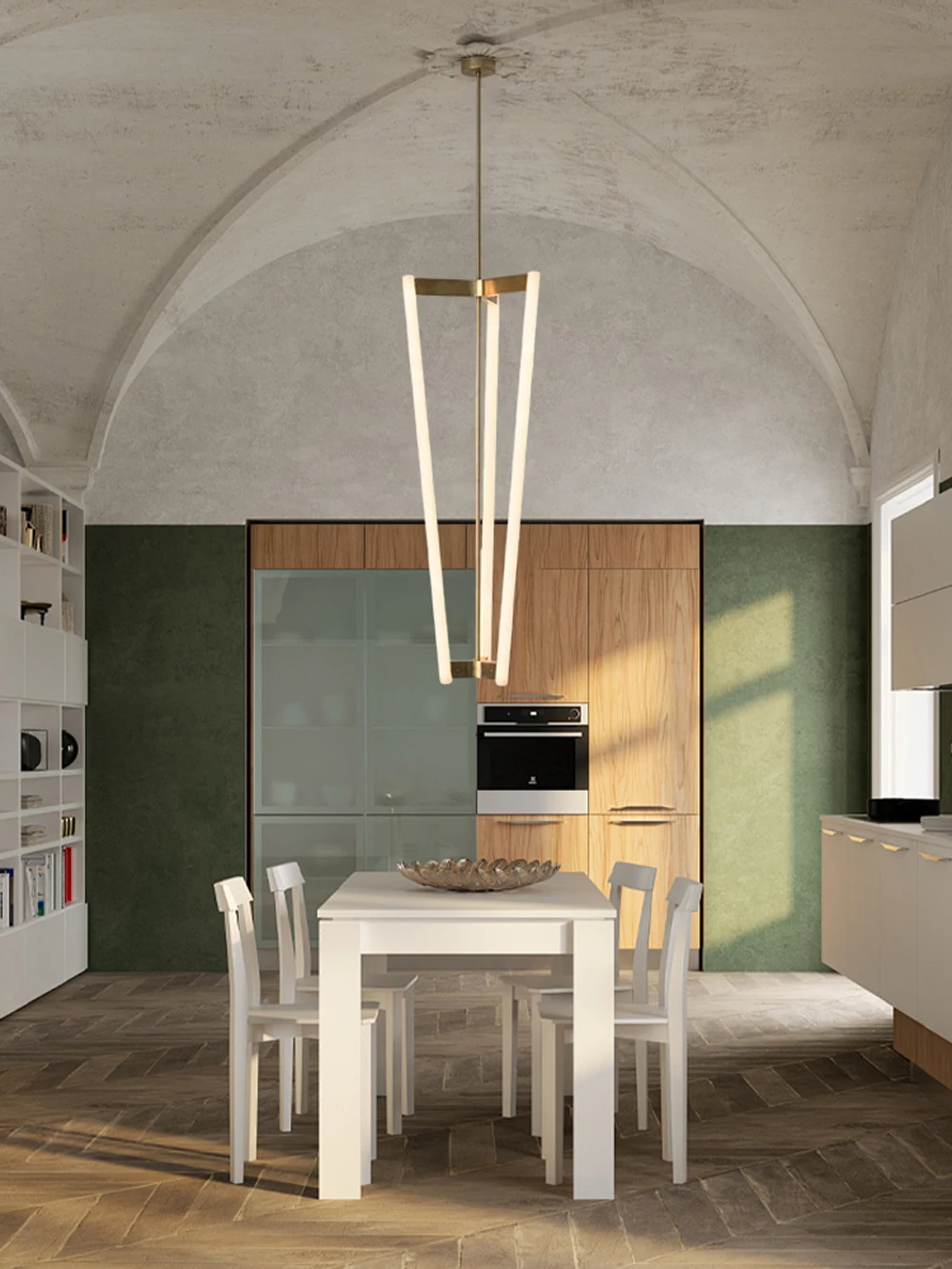 Home Geometric Black Brass LED Pendant Light Hanging Dinning