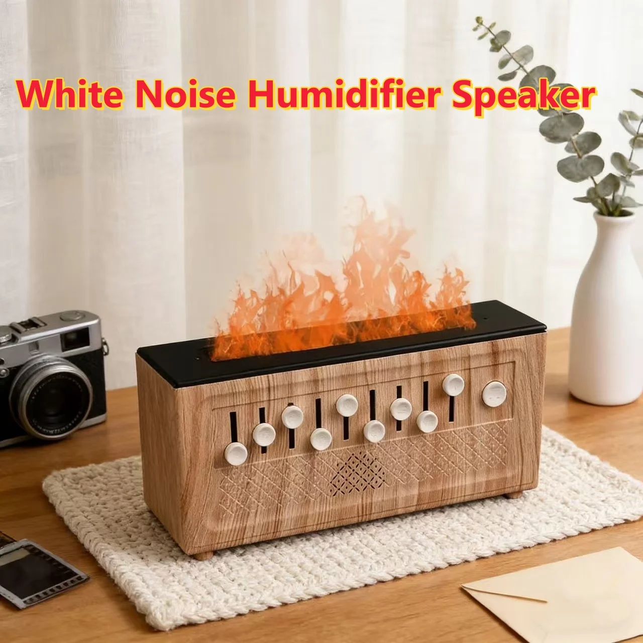 Flame Aroma Diffuser Bluetooth Speaker with White Noise Essential Oils - Sleep Aid Natural Sounds Humidifier for Home Relaxation