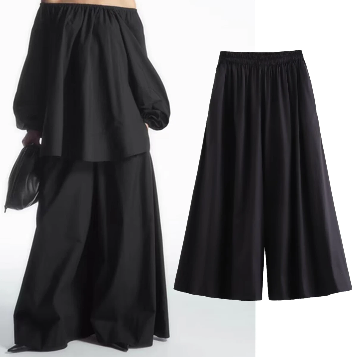 

Withered Black Casual Loose For Summer Trousers Women Minimalist Wide Leg Fashion Ladies Pants For Women