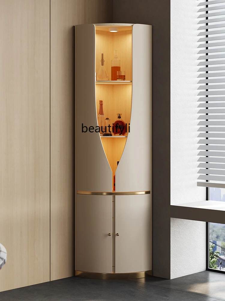 

Light Luxury Corner Wine Cabinet Floor Corner Cabinet Italian Minimalist Multi-Functional Display Curio Cabinet