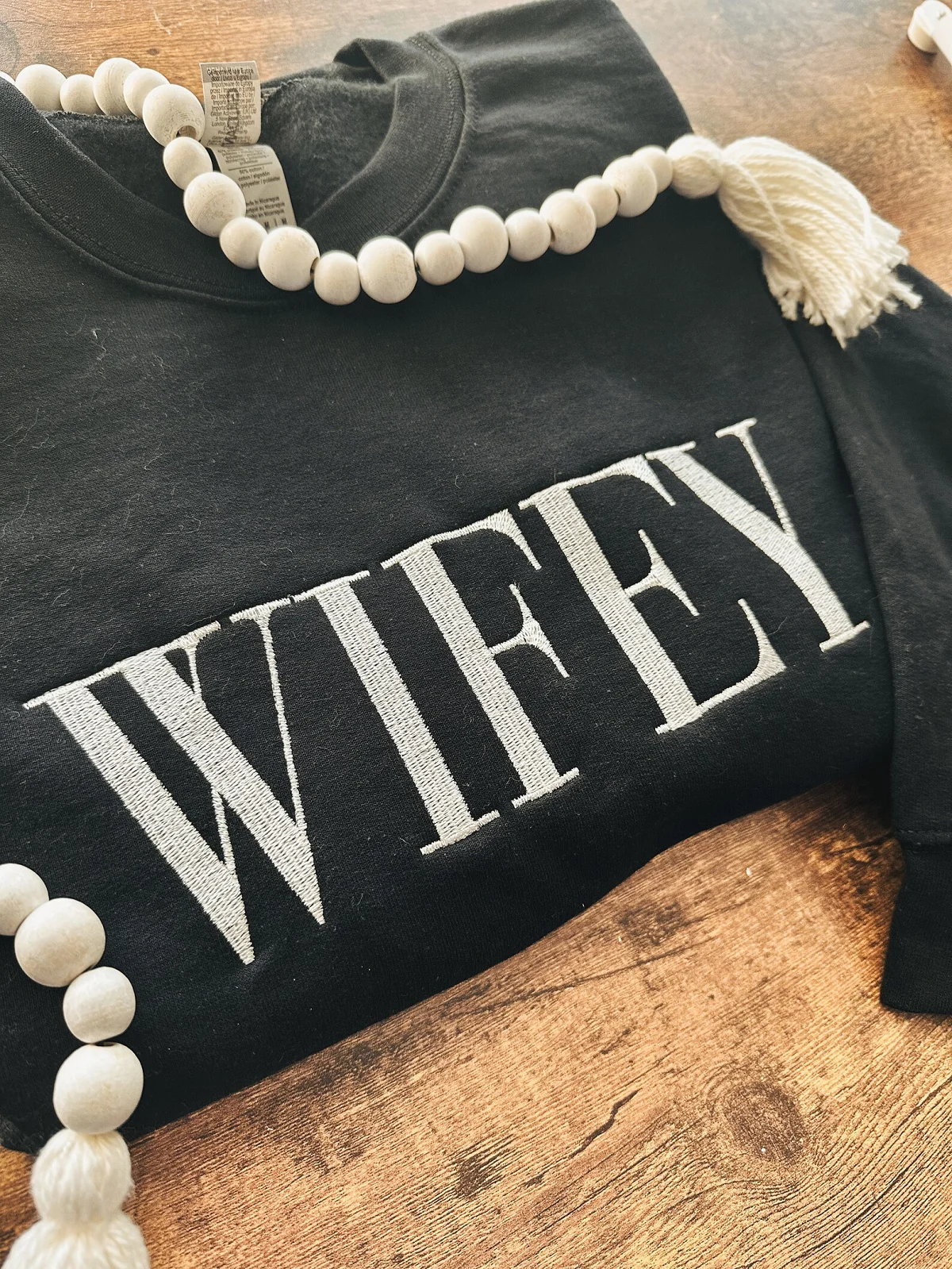 Embroidered Wifey Sweatshirt Bridal Party Custom Embroidery Bride Sweatshirts Bridal Shower Crewneck Wedding Top Long Sleeve