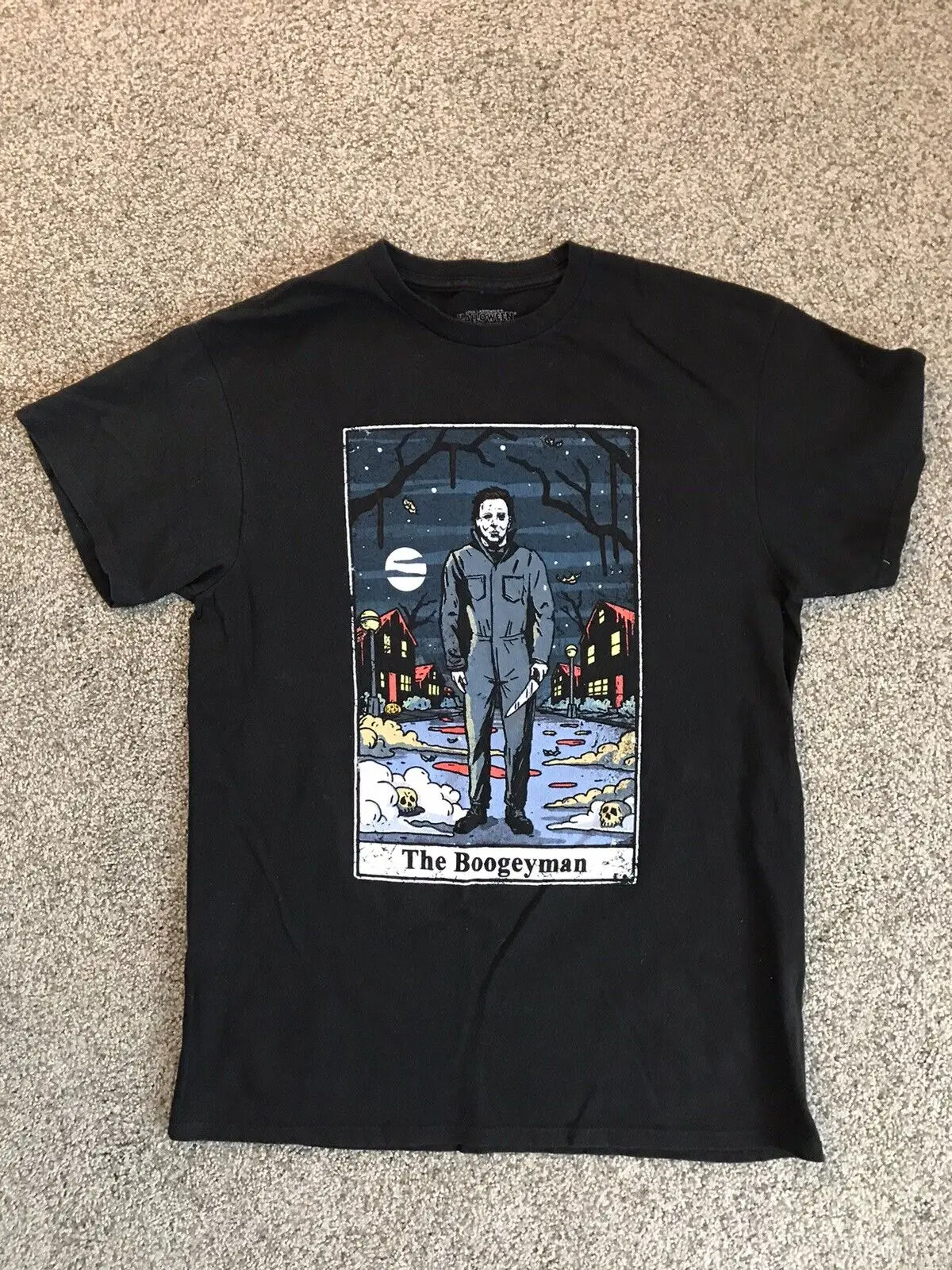 The Boogeyman Lottery Card Michael Mayers Halloween Black T-Shirt Men's Size M