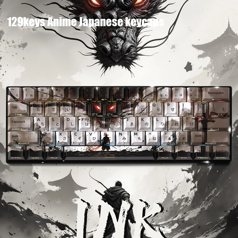 129keys Anime Japanese PBT Keycaps Personalise Cherry Profile Key caps For Mechanical Keyboard Sublimation KEYBOARD KEYCAP