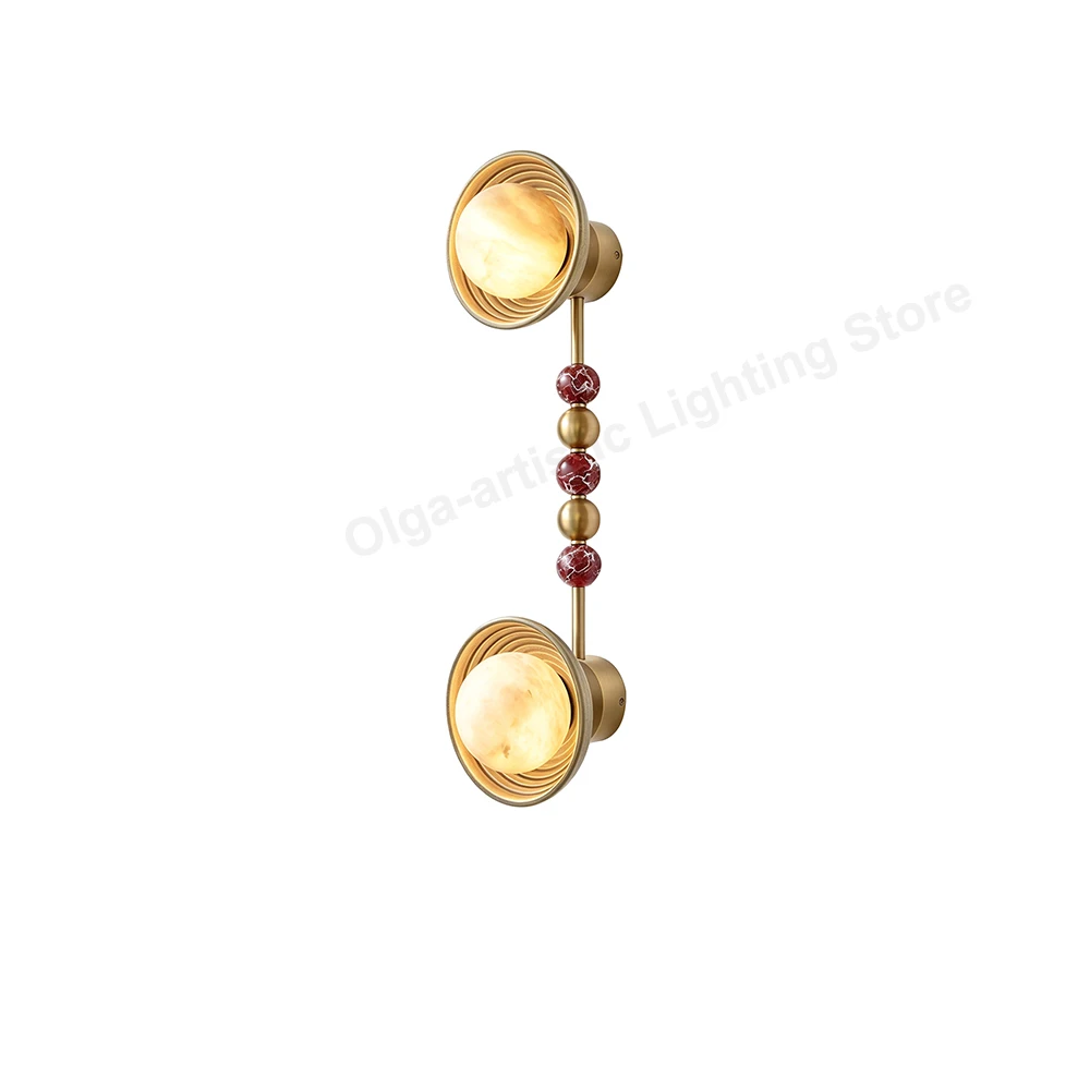 Newly Design Italian Design Marble Wall Sconce Lamp All Copper Luxury Alabaster Wall Decor Light Fixture for Bathroom Hallway