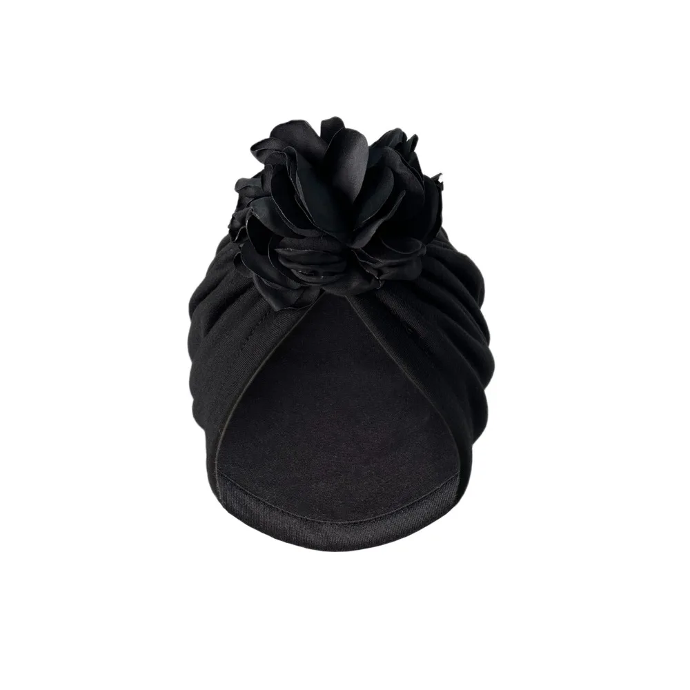 

Fashion Elastic Women Turban Hat Big Flower Solid Color Bonnet Indian Cap Muslim Hijab Hair Accessories