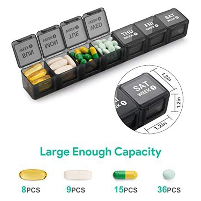 Organizador de pastillas mensual, pastillero grande de 4 semanas y 1 mes por semana, con contenedor a prueba de polvo
