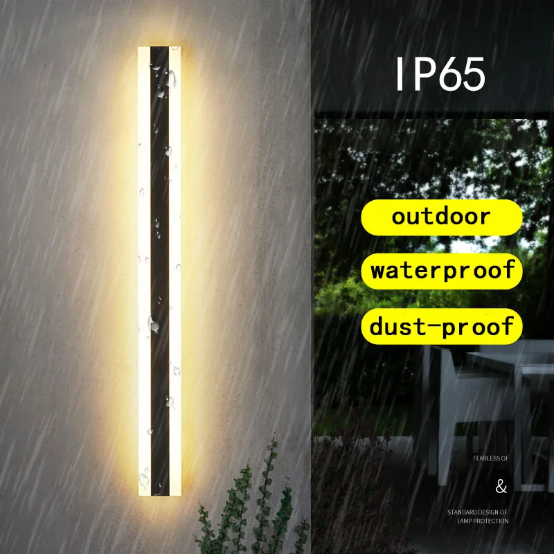 Outdoor Long Strip Rectangular Wall Light Ip65 Waterproof LED Lighting/Garden Villa Courtyard Modern Interior Decoration 85-265V