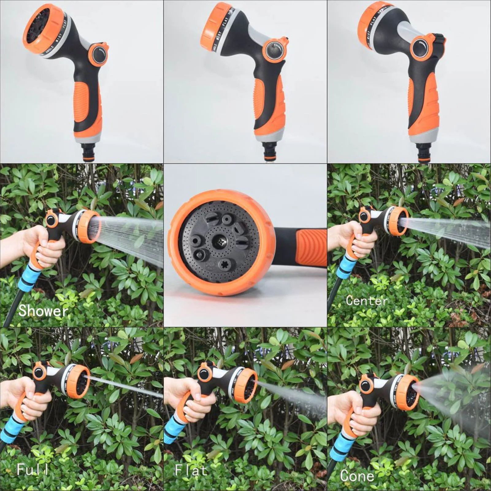 Water Nozzle Sprayer 10 Irrigation Modes Handheld Simple  Garden Nozzle Sprayer Heavy Duty Orange for Flowers