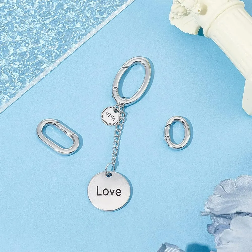 3pcs 3 Styles Spring Gate Rings Stainless Steel Snap Clasps Oval Clips Snap Hooks Spring Keyring Buckle Clasps for Bag Purse