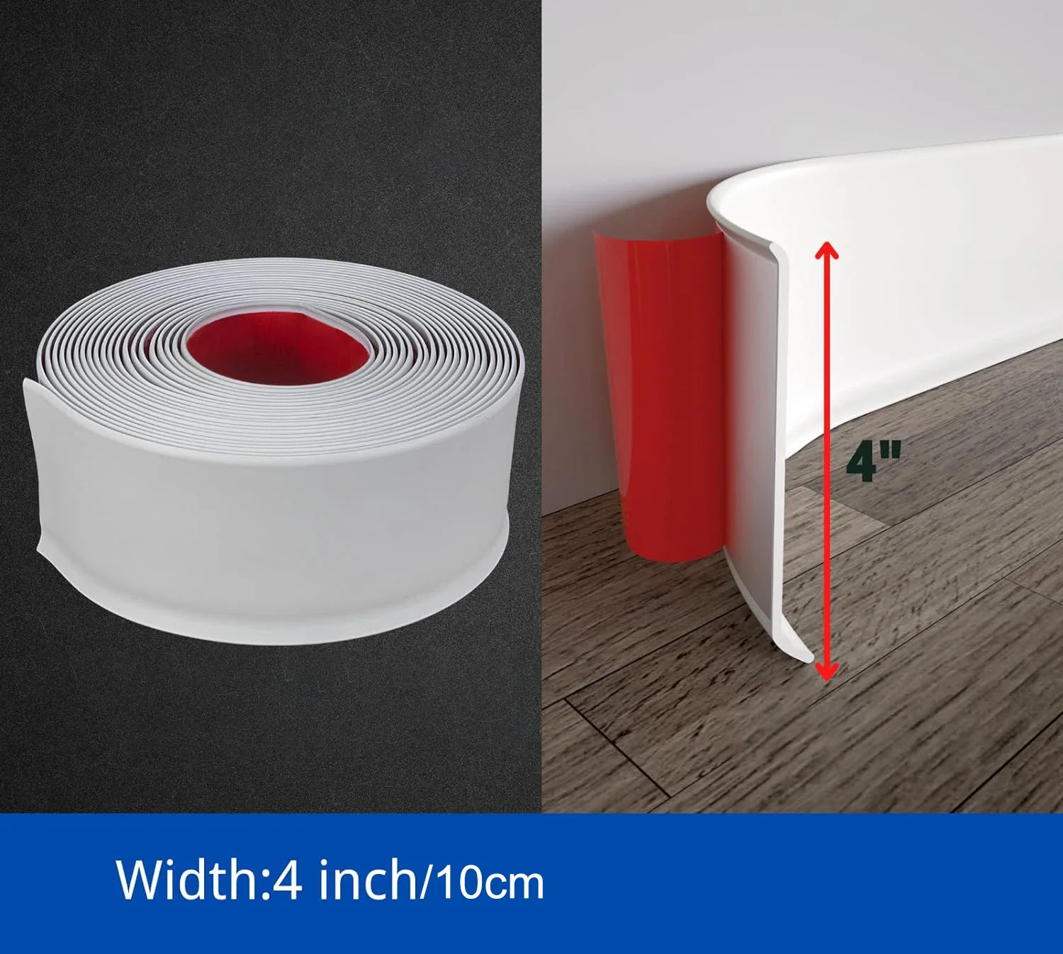 1m Flexible Self-Adhesive Vinyl Baseboard Molding Trim Peel And Stick Wall Base Cove Base for Home Improvement