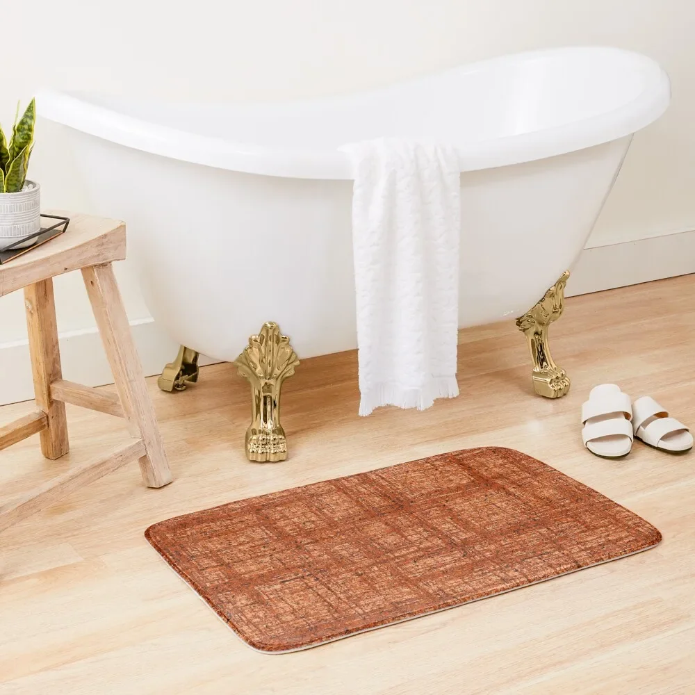 

Textured Tweed - Rust Orange Bath Mat Bathroom Rugs Carpet Anti Slip Bath Accessories Mat